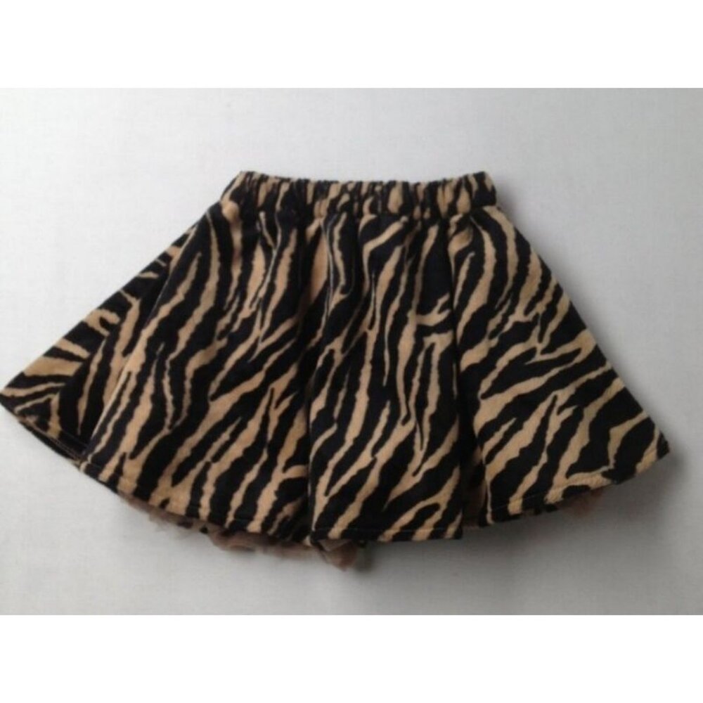 Greggy Girl Zebra Animal Print Brown Black Twirl Skirt Size 5